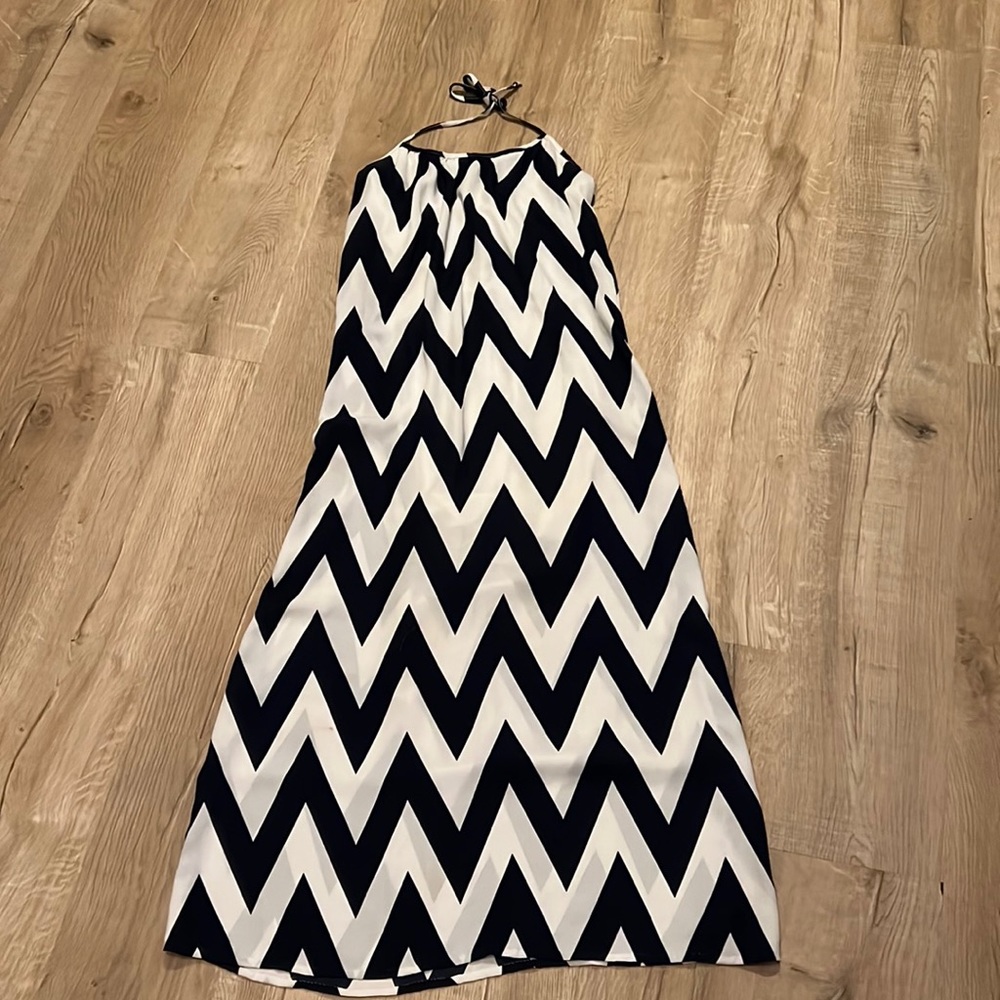 Navy & White halter dress - S/XS